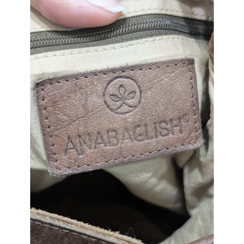 Anabaglish Rowan Brown Suede /Leather Bucket Bag Drawstring Tassel Detail